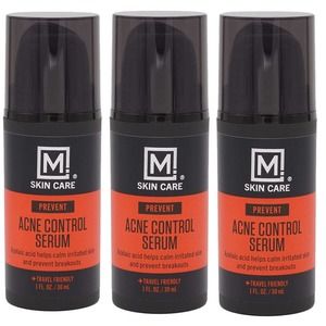 3Pack M. Skin Care Prevent Acne Control Facial Serum for Men, Azelaic Acid, Soot